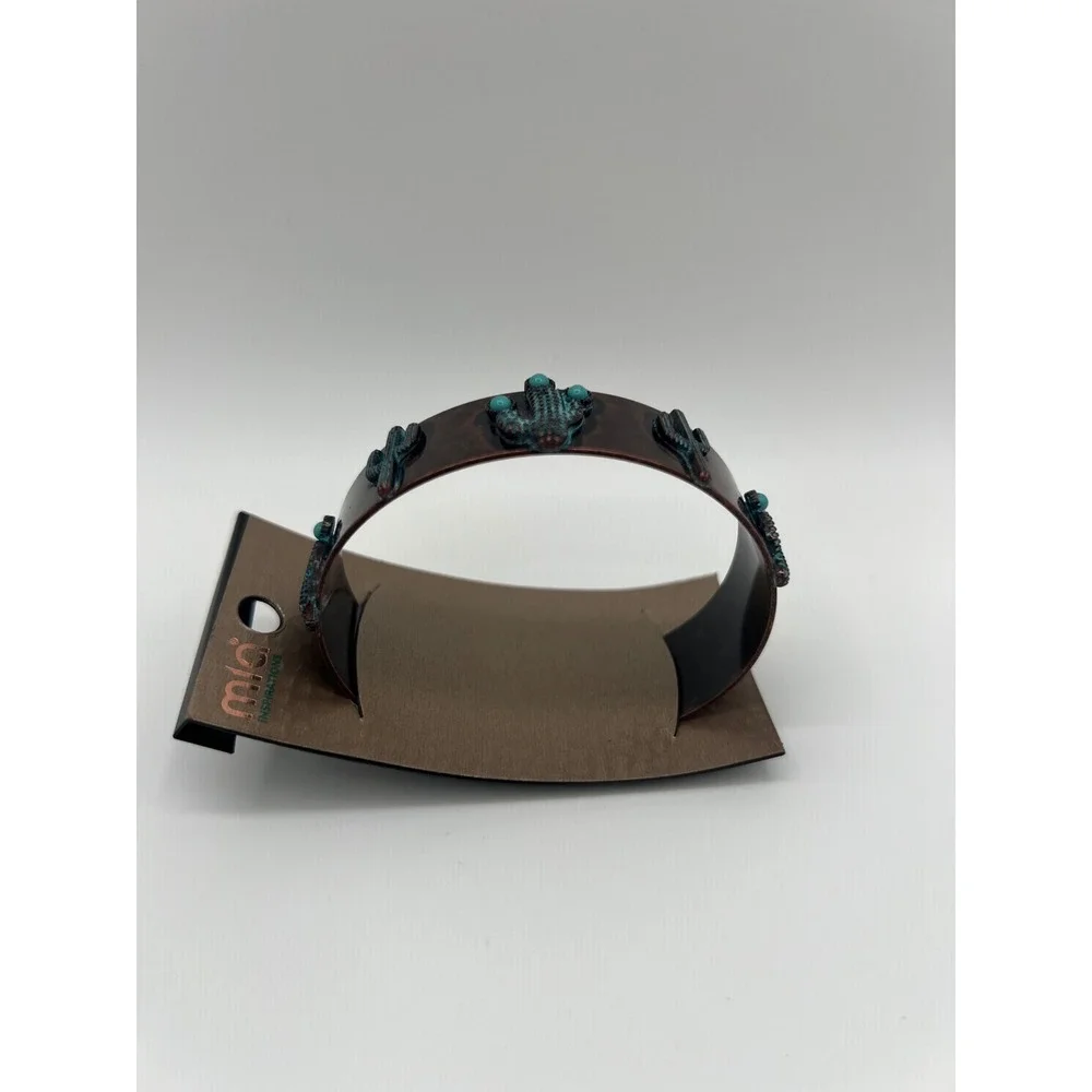 Mia Inspirations Copper Verdigris Cactus Cuff Bracelet Turquoise Accents MDB7347